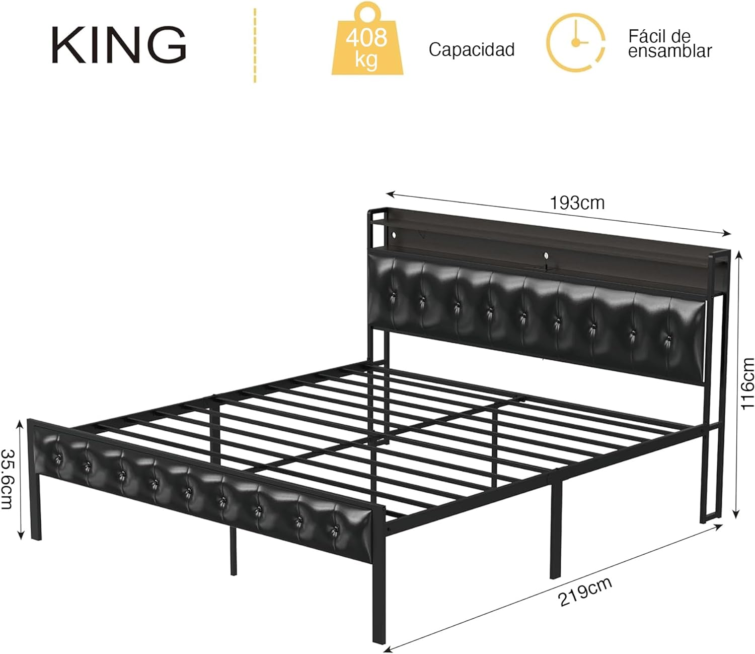 Base para Cama Tapizada (Cuero sintético)