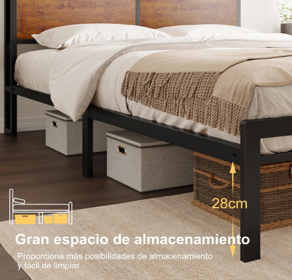 Base para Cama Queen Size con Toma Corriente Estilo Industrial