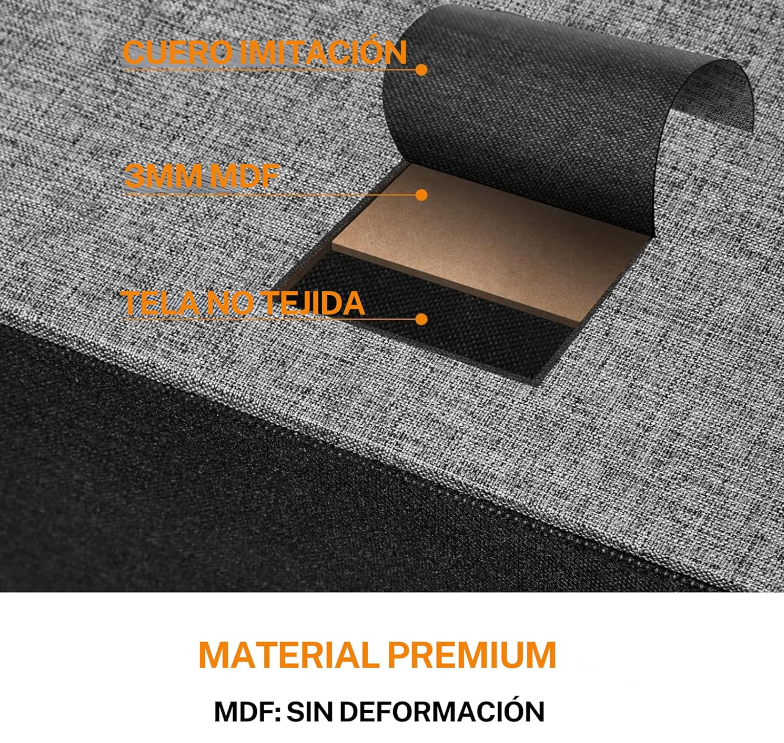 Cómoda Cajonera Gris Oxford para Recámara de 6 Cajones de Tela con Parte Superior de Madera