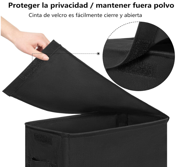 Cesta de Lavandería Negro Plegable con Ruedas