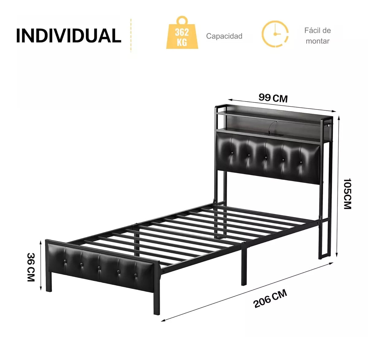 Base para Cama Tapizada (Cuero sintético)