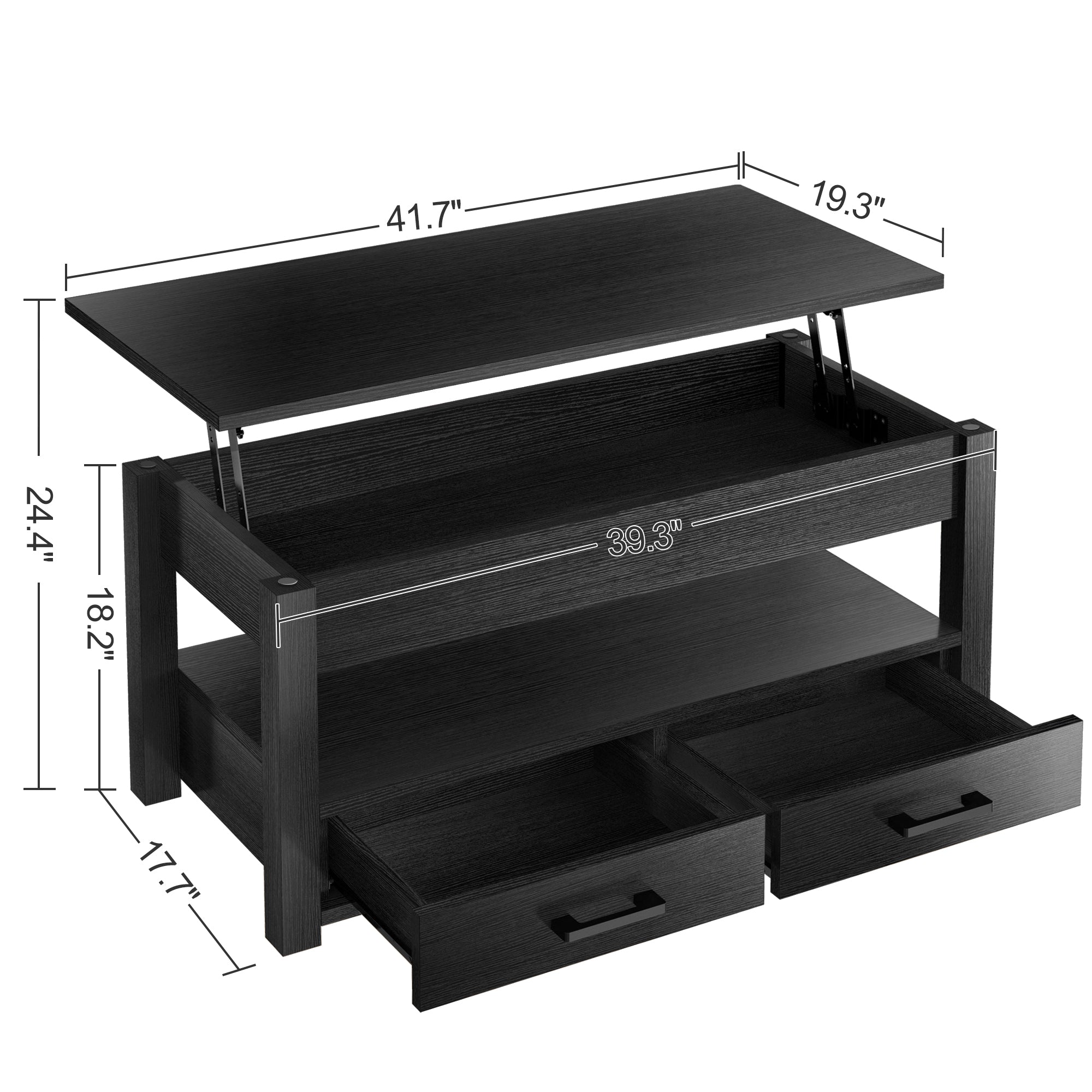 Mesa de Centro Elevable de 41.7" Color Negro