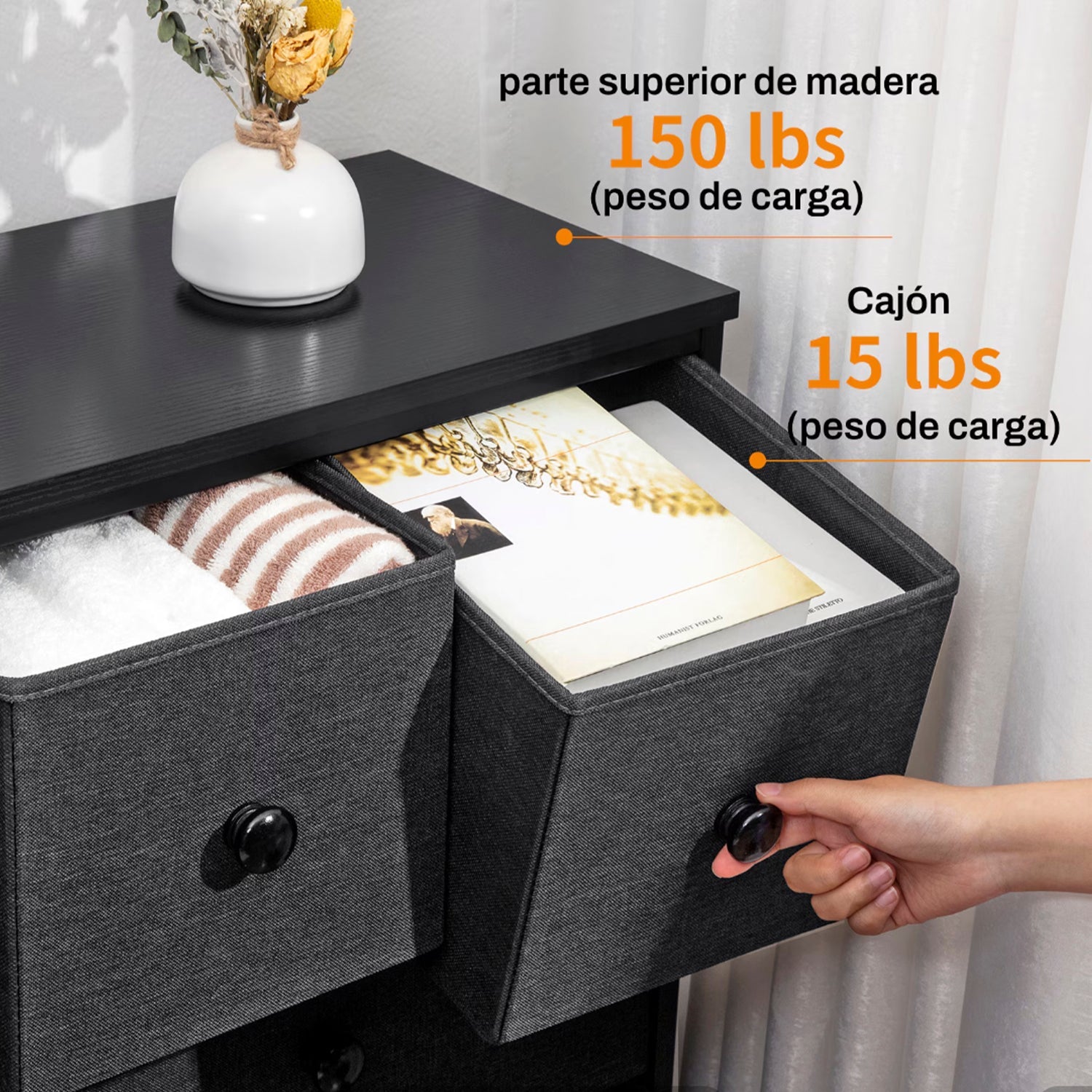 Cómoda Cajonera para Recámara Color Negro