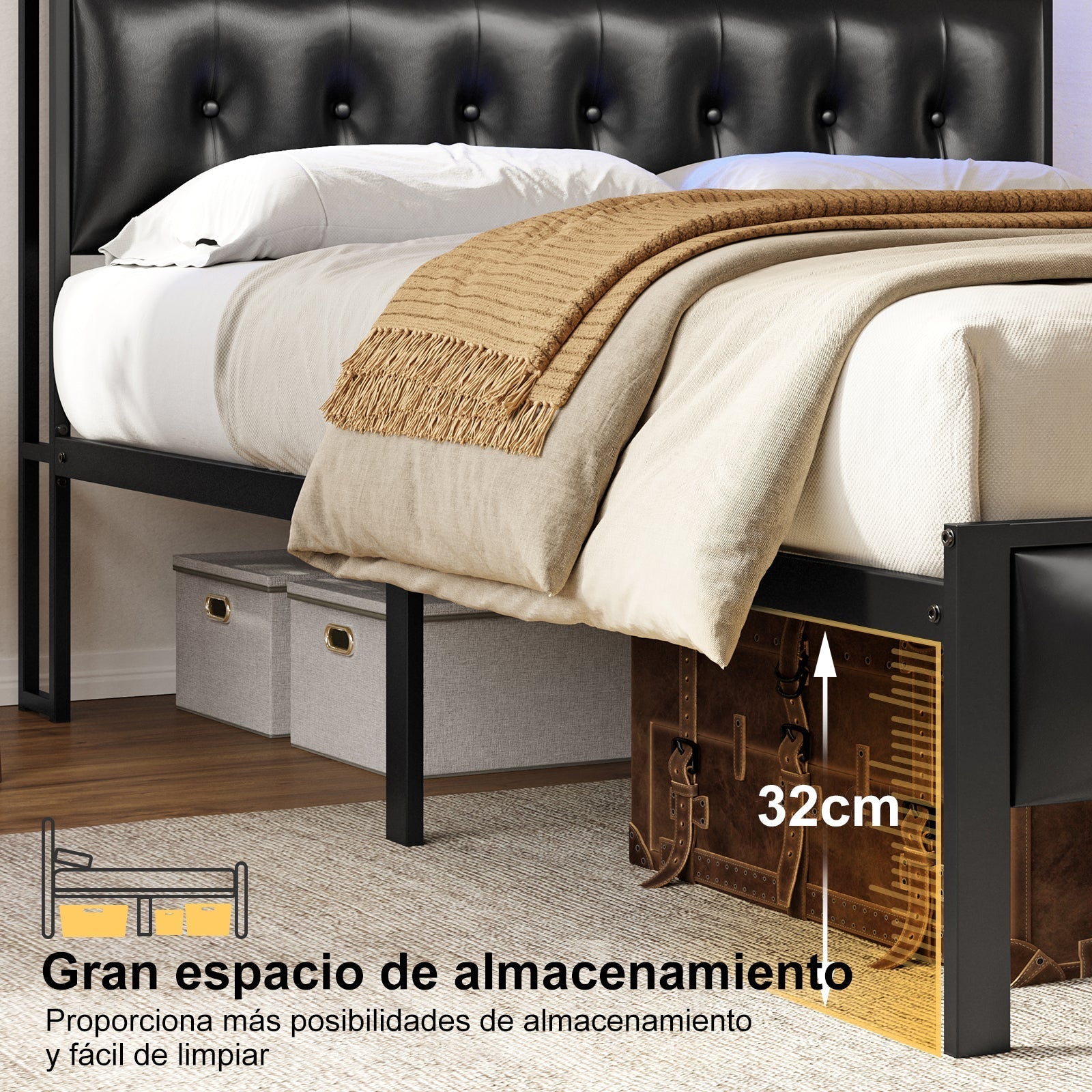 Base para Cama Tapizada (Cuero sintético)