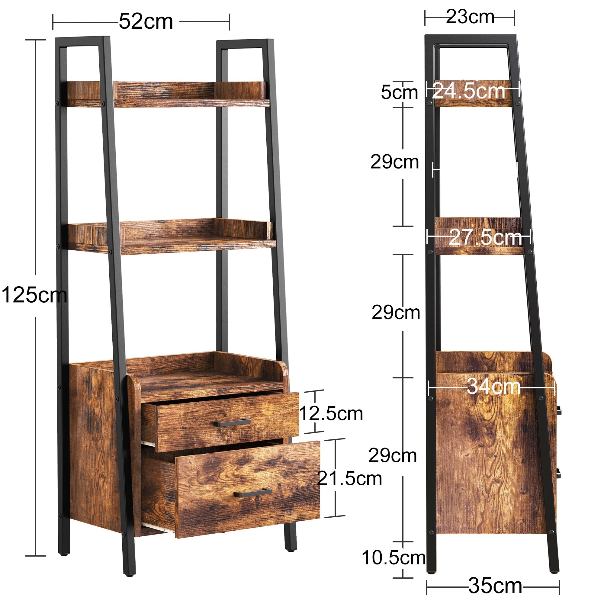 Estante Organizador Tipo Escalera de 3 Niveles Estilo Rústico